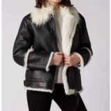 Dichromic Enchantment Shearling Leather jacket Black & White Color For Women