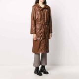 Enchanting Brown Leather Trench Coat For Women