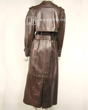 Escada Brown Leather Trench Over Coat