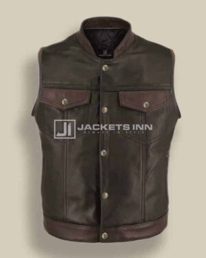 Exclusive Bichrome Fine Leather Vest For Mens