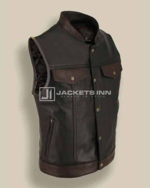 Exclusive Bichrome Fine Leather Vest For Mens