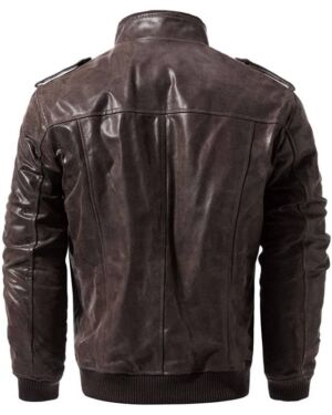 FLAVOR Men Biker Retro Brown Leather Motorcycle Jacket Genuine Leather Jacket 2 Thegem Product Justified Portrait S