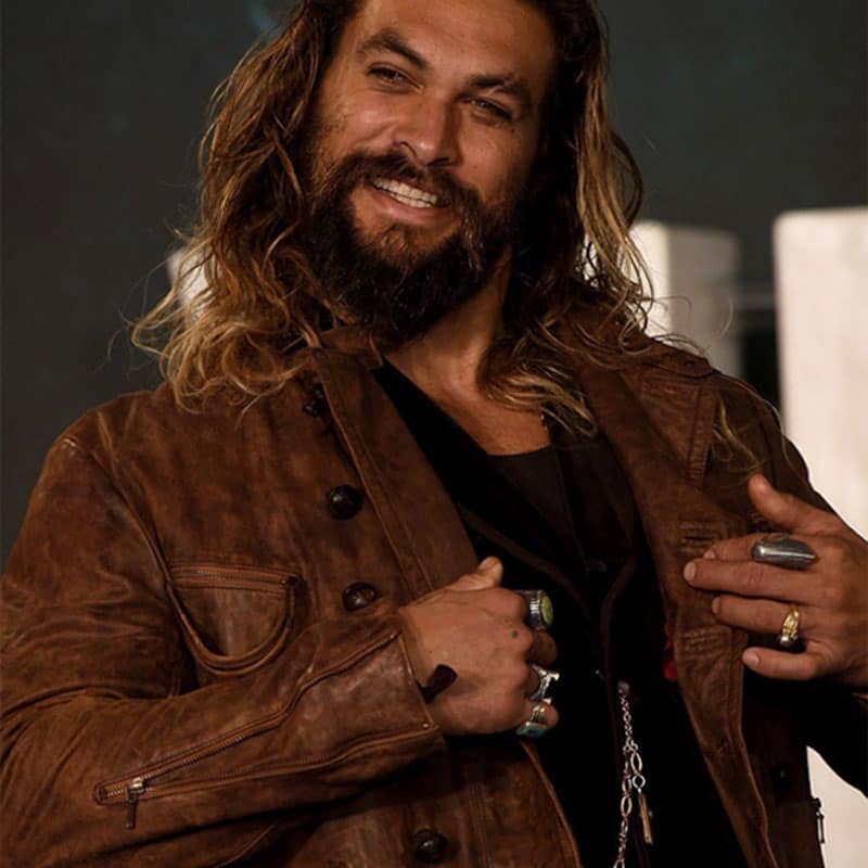 Famous Actor Jason Momoa Brown Leather jacket In Hollywood Movie Aquaman
