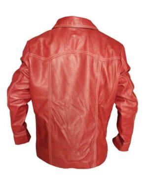 Brad Pitt Fight Club Red Leather jacket