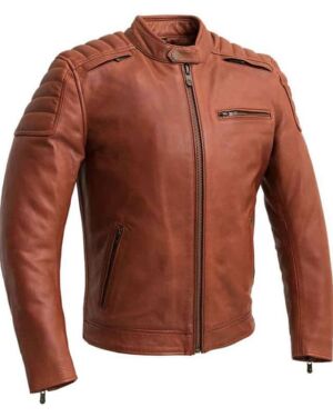 First Mfg Mens Crusader Vented Leather Motorcycle jacket