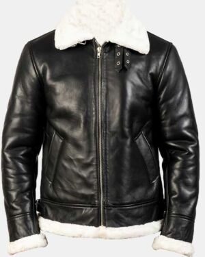 Francis B-3 Black & White Leather Bomber jacket