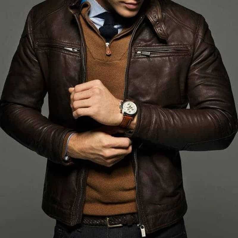 Genuine brown leather jacket