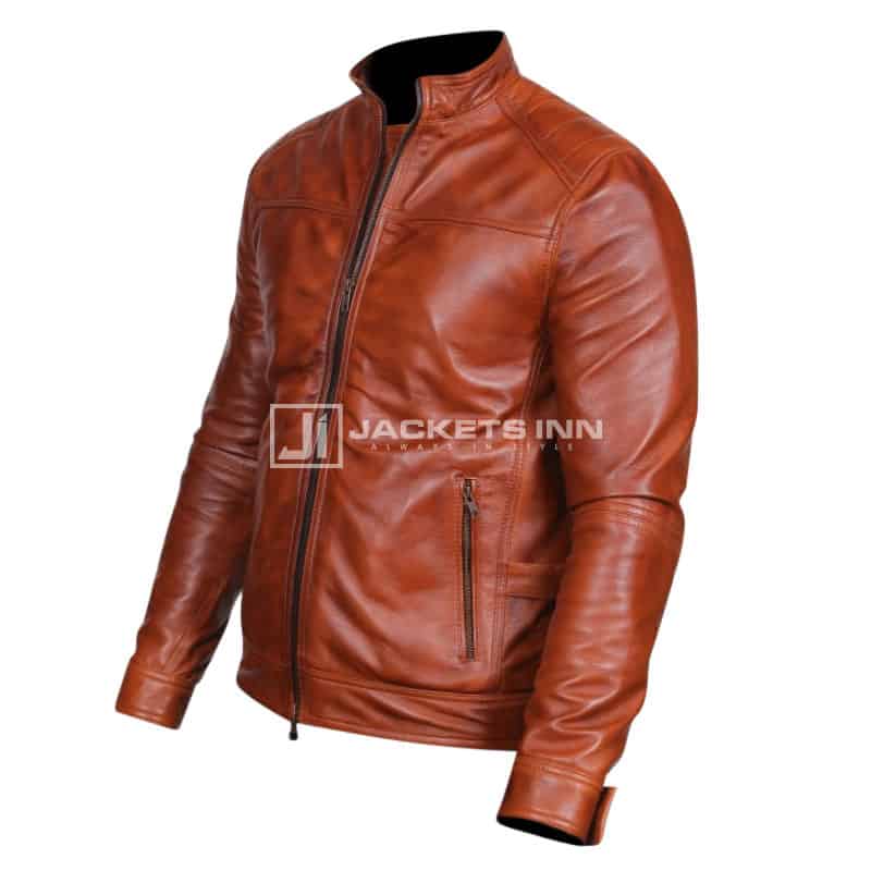 Genuine leather biker style jacket