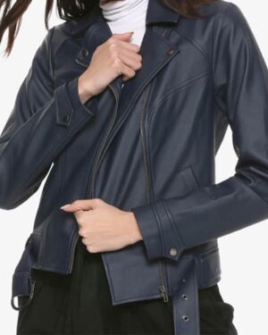 Gorgeous Women’s Blue Gamer Leather jacket