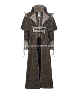 Gothic Velvet Fabric Long Coat For Mens