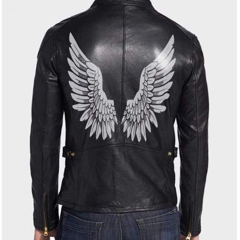 Halloween Angel Wings Black Leather jacket