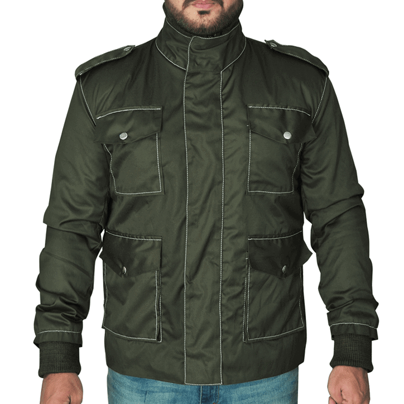 Impressive Stylish Basil Green Cotton Fabric Phenomenal jacket For Mens