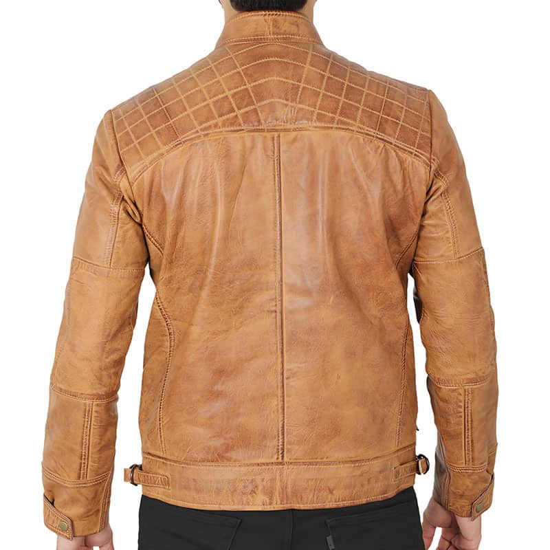Johnson Camel Quilted Leather Motorcycle jacket