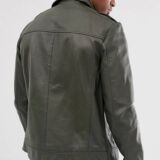 Khaki Biker Leather jacket for Men