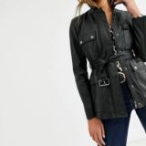 Leather Belted Long Line jacket
