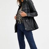 Leather Belted Long Line jacket