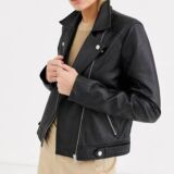 Leather Biker jacket in Black