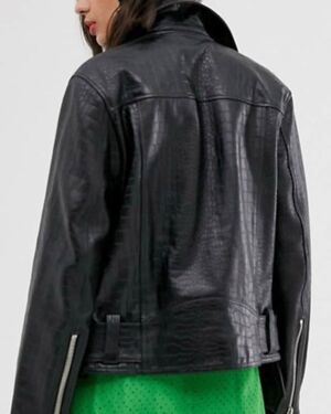 Leather Croc Biker jacket