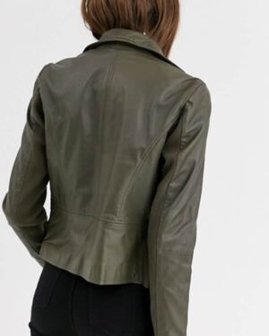 Leather jacket in Green Color