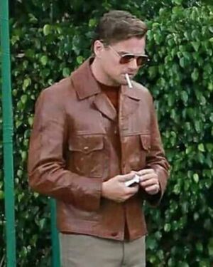 Leonardo Dicaprio Brown Leather jacket in “Once Upon a Time in Hollywood” Movie