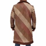 Light Brown Real Leather Mens Long Shearling Coat