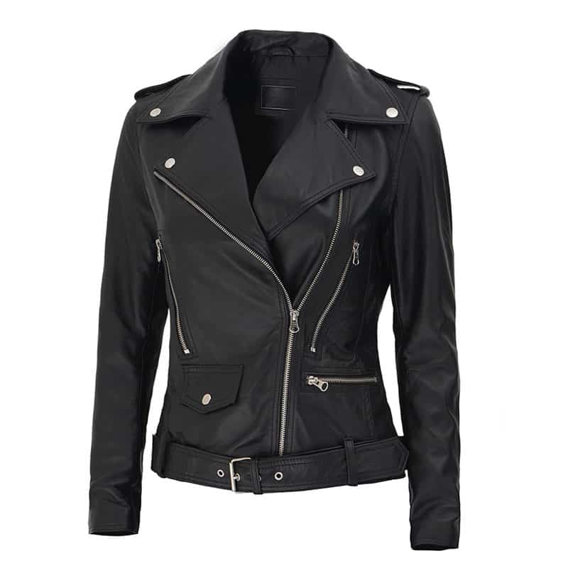 Marcella Womens Leather Black Biker jacket