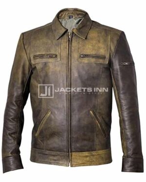 Marvelous Olive Green Classic Style Leather jacket For Men’s