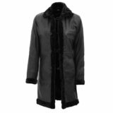 Maura Black Leather Long Shearling Coat Womens 4 1 160x160