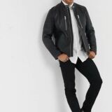 Men Black Biker Leather jacket