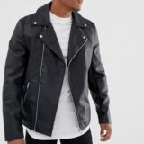 Men Black Leather Biker jacket