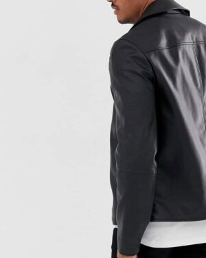 Men Black Leather Biker jacket