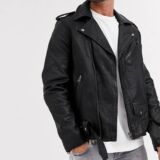 Men Leather Biker jacket In Black