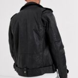 Men Leather Biker jacket In Black