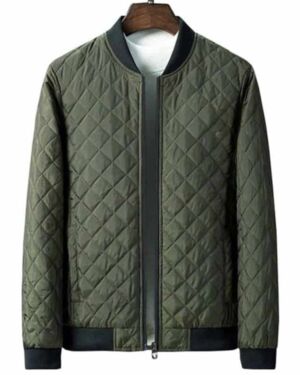 Mens Diamond Quilted MA-1 Bomber jacket Green