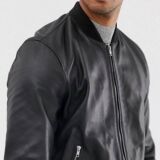 Men’s Black Leather Bomber jacket