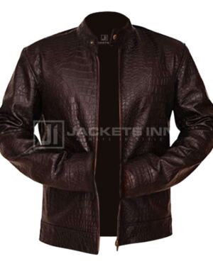 Men’s Crocodile Skin Brown Leather jacket