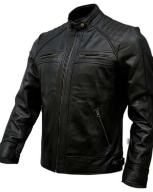 Mens Genuine Leather Biker jacket Black Vintage Brown Distressed Lambskin Motorcycle jacket for Men