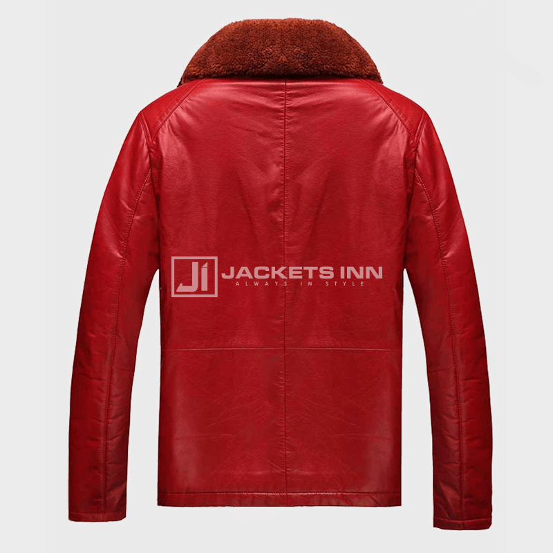 Mens Shearling Red Leather jacket