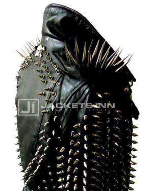 Metal Spikes Design Black Genuine Leather jacket