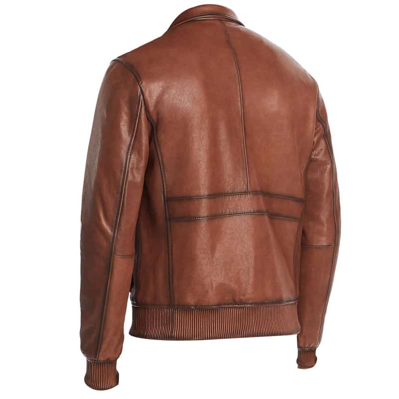 Michael Kors Mens Lamb Leather Cold Weather Bomber jacket Brown M