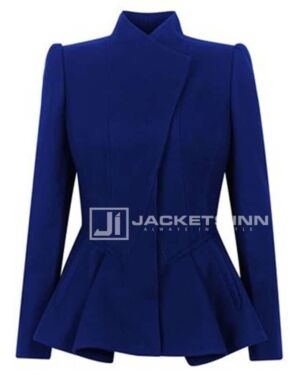Military Design Blue Elegant Polyester Blazer For Womens