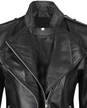 Monica Womens Black Fitted Leather jacket
