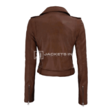 Nellie Women Leather Dark Brown Biker jacket