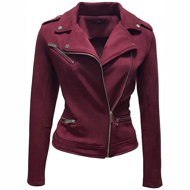 ODCOCD Faux Suede jacket for Women Long Sleeve Zipper Up Casual Outwear