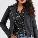 Original Women Leather Biker jacket In Black