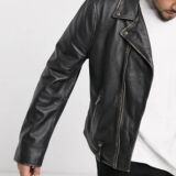 Plus-Size Antique Finish Biker Leather jacket