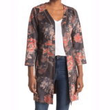 Printed Faux Suede Open Front jacket