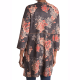 Printed Faux Suede Open Front jacket