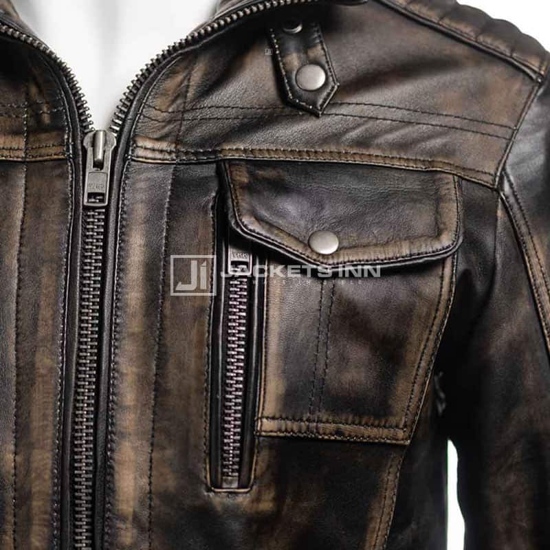 Ravishing Dichromatic Black & Brown Vintage Leather jacket For Men’s