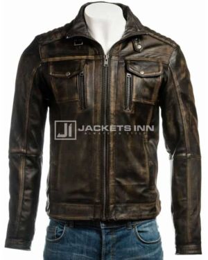 Ravishing Dichromatic Black & Brown Vintage Leather jacket For Men’s